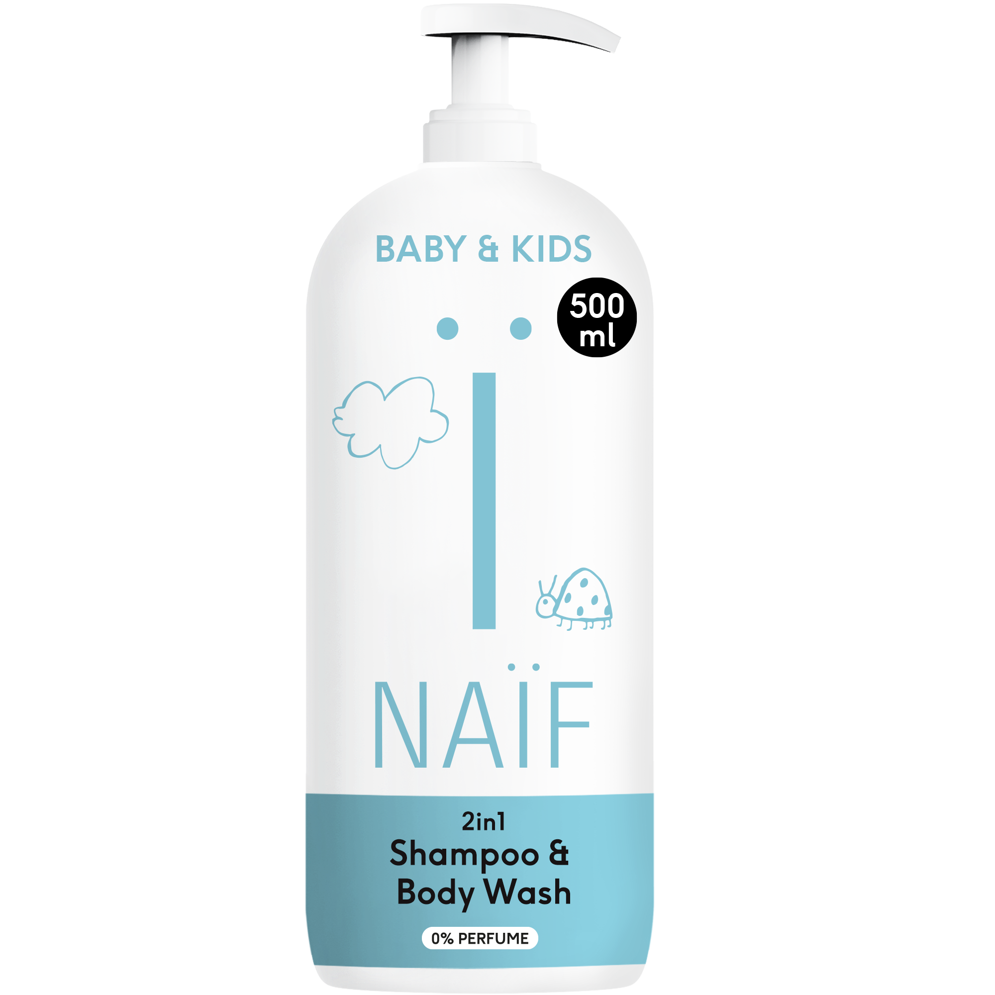 2 in 1 Shampoo & Duschgel für Baby & Kind (0% Parfüm, 500ml)
