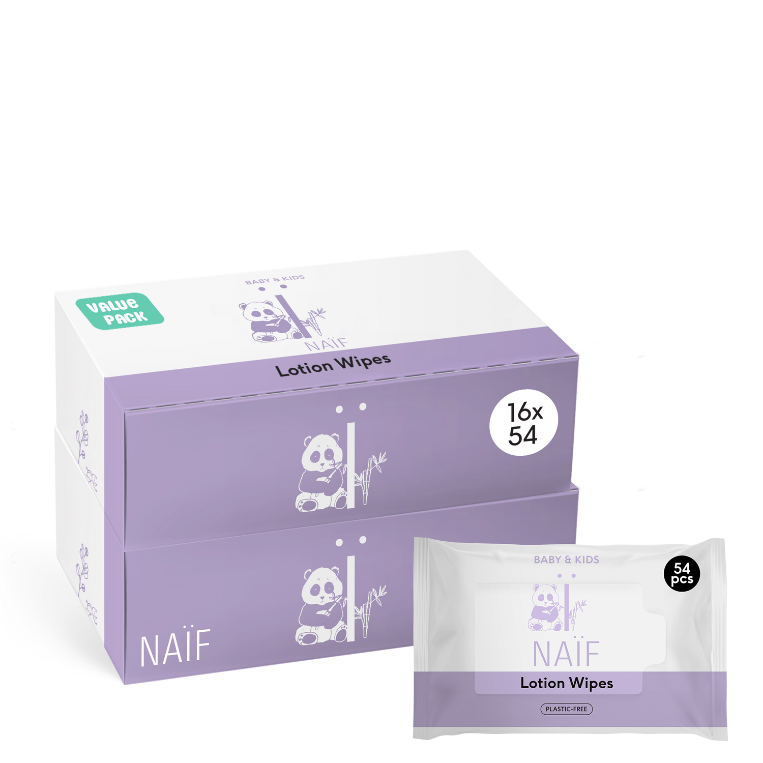 Plastikfreie Feuchttücher mit Lotion für Baby & Kind 16er Pack 