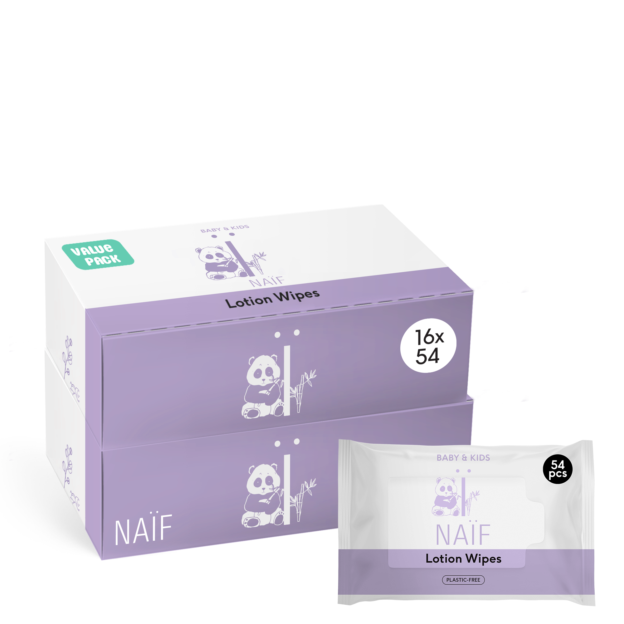 Plastikfreie Feuchttücher mit Lotion für Baby & Kind 16er Pack 