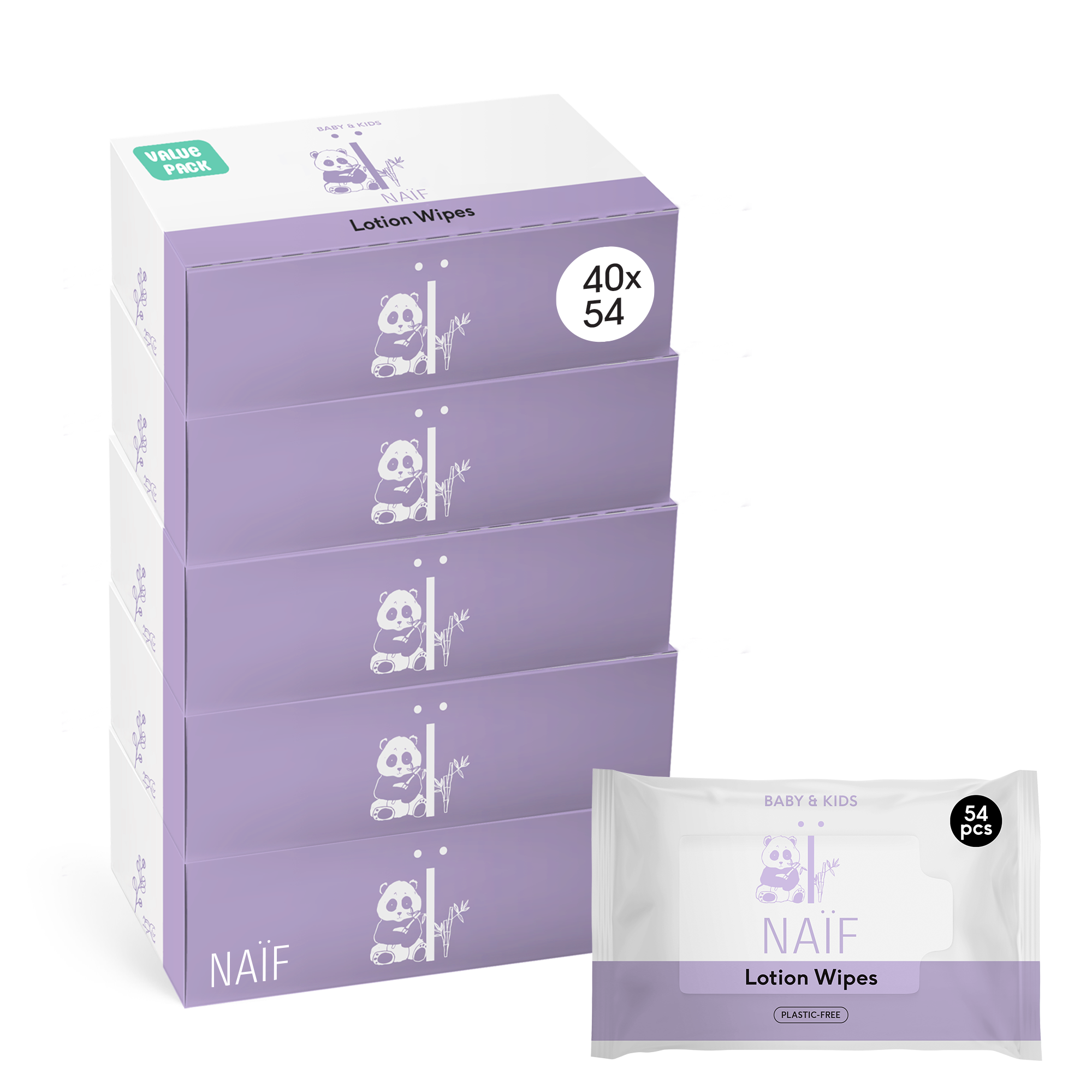Plastikfreie Feuchttücher mit Lotion für Baby & Kind 40er Pack