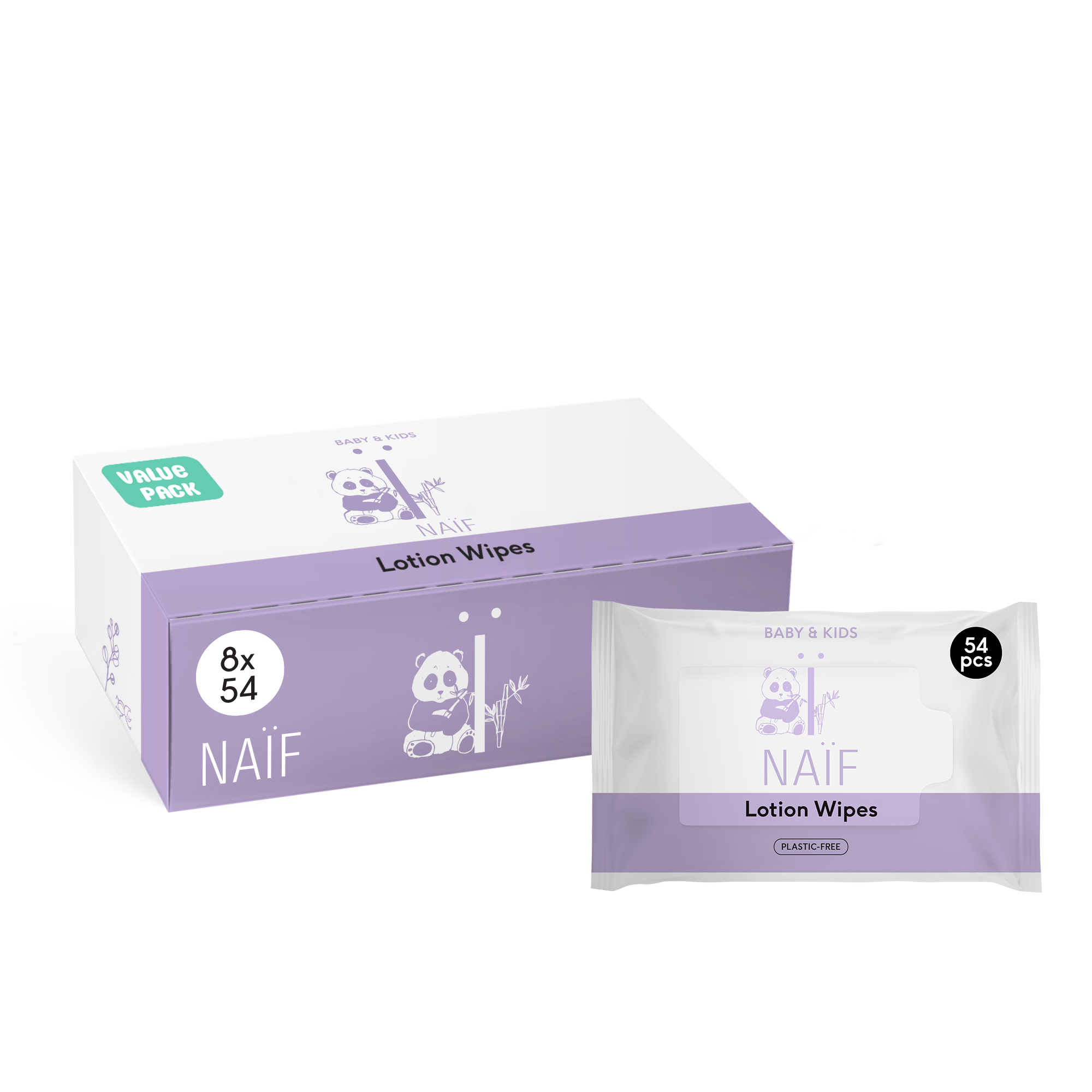 Plastikfreie Feuchttücher mit Lotion für Baby & Kind 8er Pack