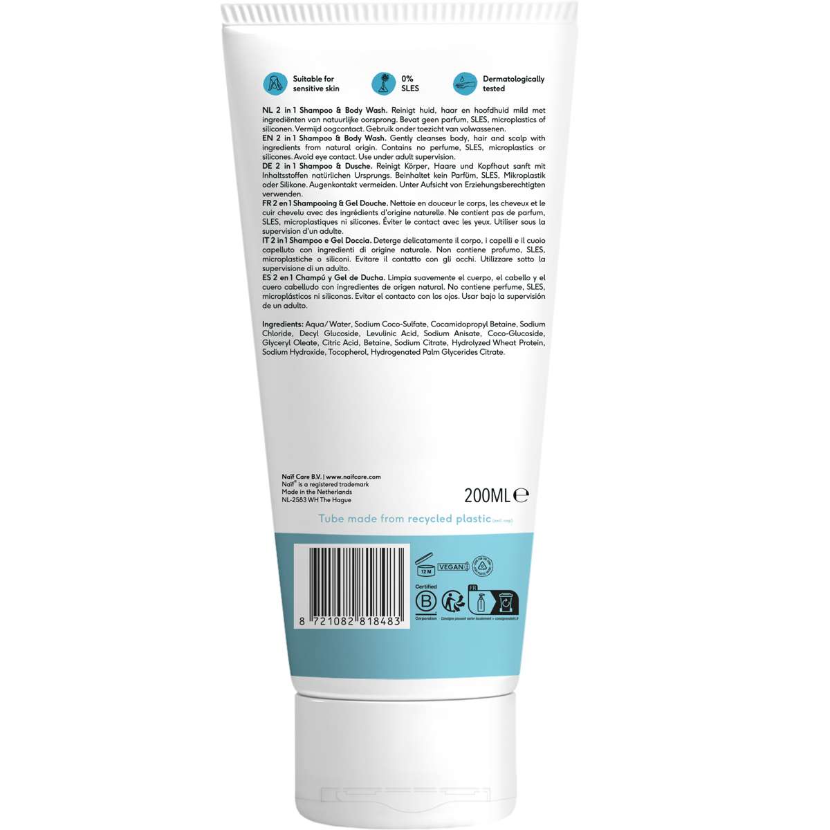 2 in 1 Shampoo en Body Wash Baby & Kids 200ml TEST