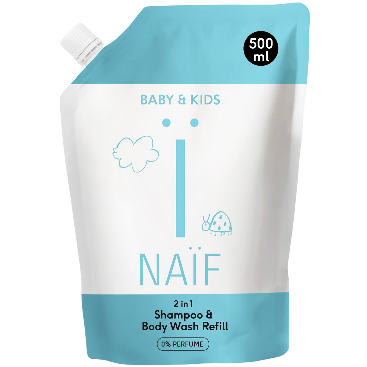 2 in 1 Shampoo & Duschgel, Nachfüllpackung für Babys & Kinder (0% Parfüm, 500ml)