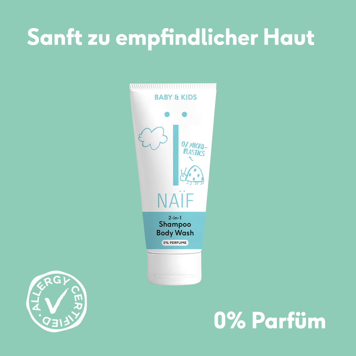 2 in 1 Shampoo & Duschgel, Nachfüllpackung für Babys & Kinder (0% Parfüm, 500ml)