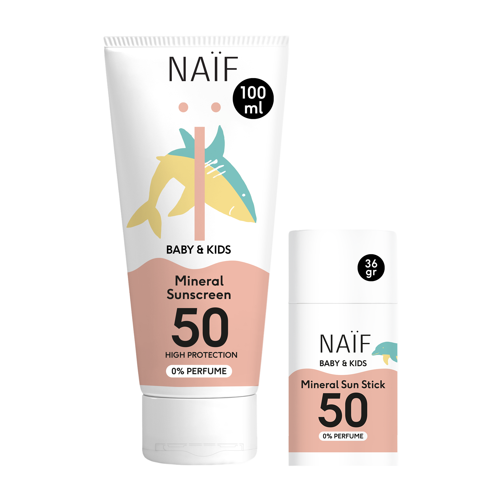 Voordeelset Minerale Zonnebrandcrème en Stick voor Baby & Kids SPF50 0% parfum