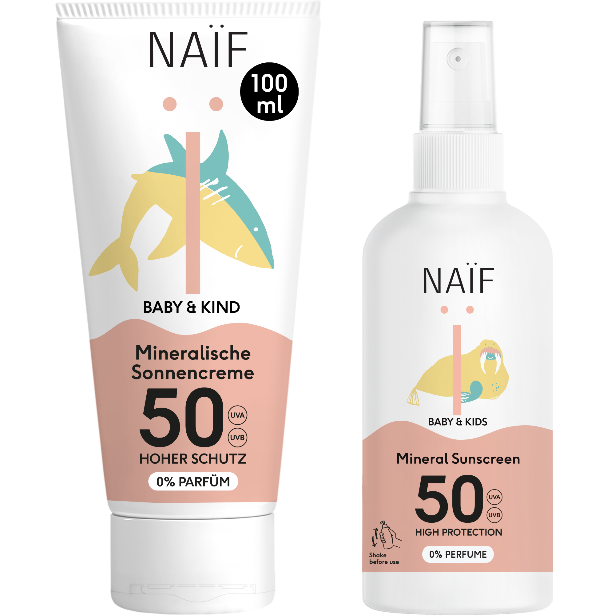Vorteilsset: Sonnencreme + Sonnenschutzspray (je LSF 50, 0% Parfüm, 100ml)