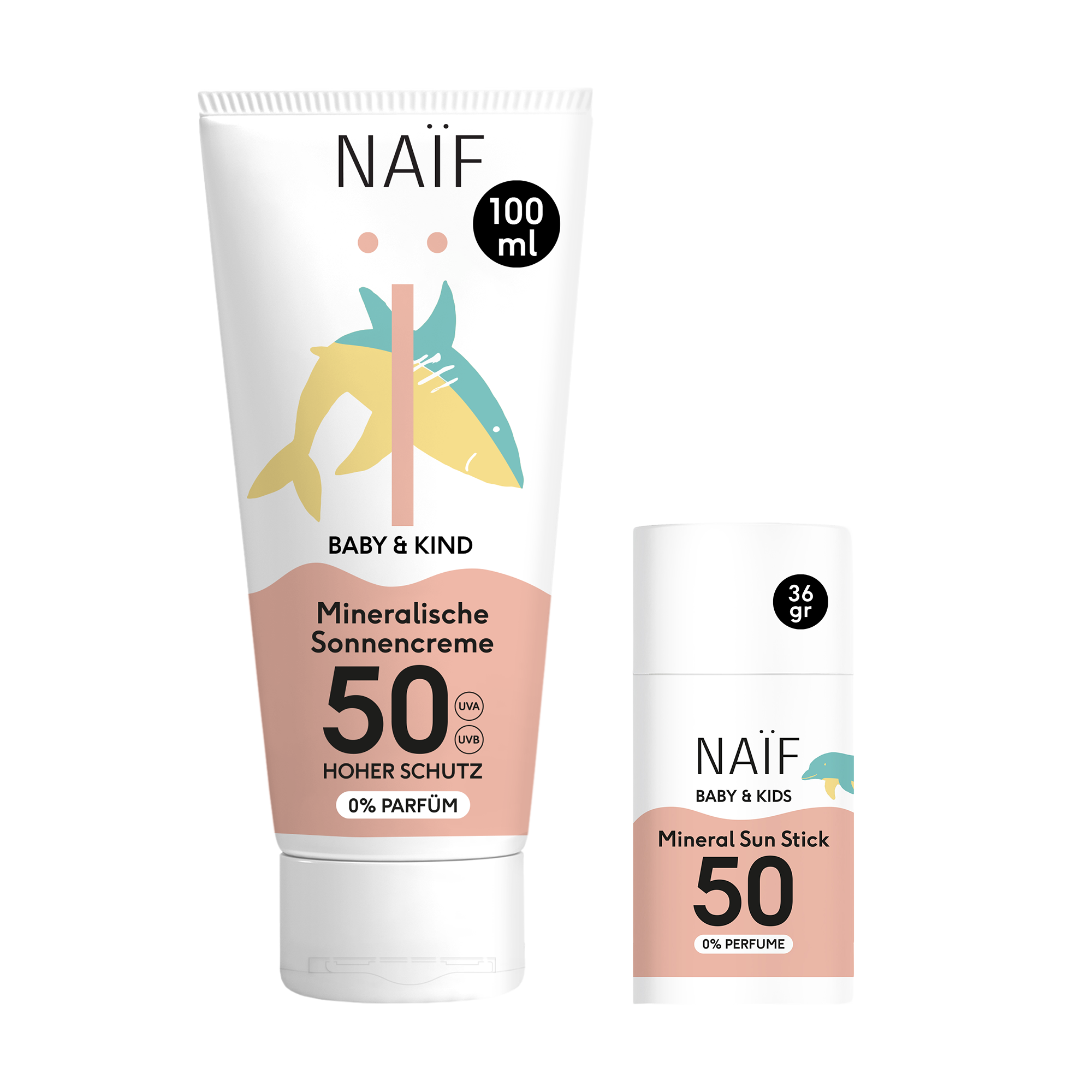 Vorteilsset Sonnencreme (100ml) + Sonnenschutzstick (je LSF 50, 0% Parfüm)